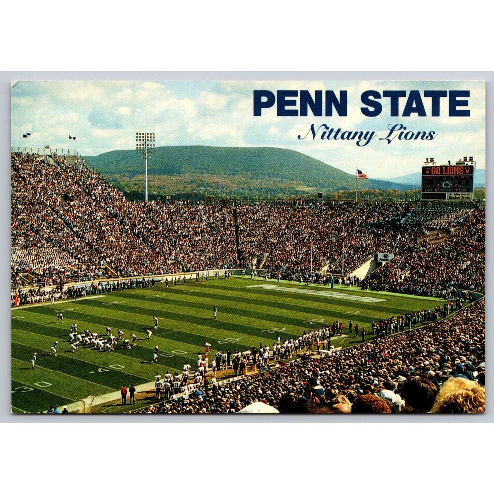Penn State Nittany Lions Beaver Stadium Vintage Postcard 1990 Modern Ad PA 4x6